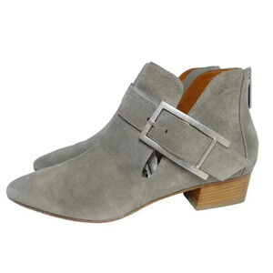 Aquatalia Like New Filomena Grey Suede Buckled Booties Women's Size 8.5